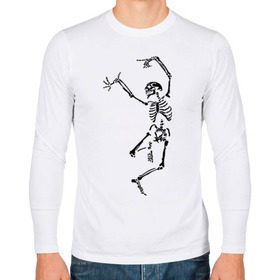 Мужской лонгслив хлопок с принтом Танцующий скелет , 100% хлопок |  | кости | танец | танцующий скелет | черепа