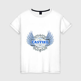 Женская футболка хлопок с принтом Ангел Кастиэль - Сверхъестественное , 100% хлопок | прямой крой, круглый вырез горловины, длина до линии бедер, слегка спущенное плечо | ангел кастиэль | сверхъестественное | сериалы
