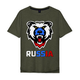 Мужская футболка хлопок Oversize с принтом Русский медведь , 100% хлопок | свободный крой, круглый ворот, “спинка” длиннее передней части | медведь | русский медведь | я русский