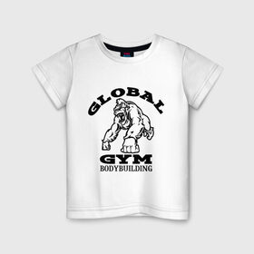 Детская футболка хлопок с принтом Global Gym Bodybuilding , 100% хлопок | круглый вырез горловины, полуприлегающий силуэт, длина до линии бедер | global gym bodybuilding | силовой спорт | спорт