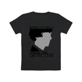 Детская футболка хлопок с принтом Sherlock Detective , 100% хлопок | круглый вырез горловины, полуприлегающий силуэт, длина до линии бедер | sherlock detective | кино | мультфильмы и тв 
подкатегория: | сыщик | холмс | хомс