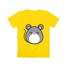 Детская футболка хлопок с принтом Маленькая мышка , 100% хлопок | круглый вырез горловины, полуприлегающий силуэт, длина до линии бедер | 