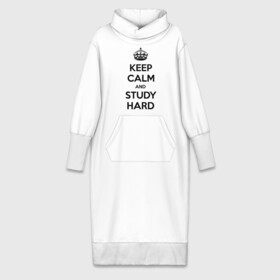 Платье удлиненное хлопок с принтом Keep calm and study hard ,  |  | keep calm and study hard | студенческие | учиться | школа