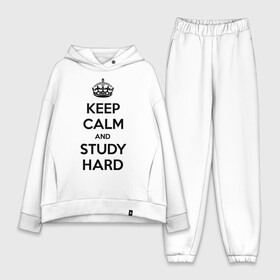 Женский костюм хлопок Oversize с принтом Keep calm and study hard ,  |  | keep calm and study hard | студенческие | учиться | школа