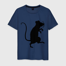 Мужская футболка хлопок с принтом Силуэт крысы , 100% хлопок | прямой крой, круглый вырез горловины, длина до линии бедер, слегка спущенное плечо. | животные | крыса | мышь | силуэт крысы | хомяк