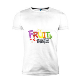 Мужская футболка премиум с принтом Fruit Ninja , 92% хлопок, 8% лайкра | приталенный силуэт, круглый вырез ворота, длина до линии бедра, короткий рукав | Тематика изображения на принте: fruit ninja | игры | мобильные игры | ниньзя | фруктовый ниньзя | фрукты