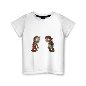 Детская футболка хлопок с принтом Зомби против Растений , 100% хлопок | круглый вырез горловины, полуприлегающий силуэт, длина до линии бедер | зомби