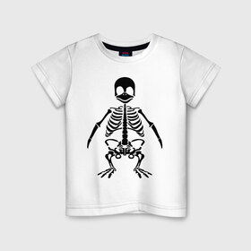 Детская футболка хлопок с принтом Пингвин скелет , 100% хлопок | круглый вырез горловины, полуприлегающий силуэт, длина до линии бедер | пингвин | скелет