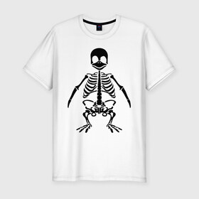 Мужская футболка премиум с принтом Пингвин скелет , 92% хлопок, 8% лайкра | приталенный силуэт, круглый вырез ворота, длина до линии бедра, короткий рукав | пингвин | скелет