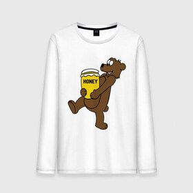 Мужской лонгслив хлопок с принтом Медведь с медом , 100% хлопок |  | Тематика изображения на принте: животные | медведь с медом медведь мед | сладкое
