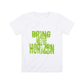 Детская футболка хлопок с принтом Bring me the horizon logo , 100% хлопок | круглый вырез горловины, полуприлегающий силуэт, длина до линии бедер | bring me to horizon | hardcore | kubana 2014 | кубана | лого | музыка | с группами | фестиваль | череп