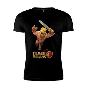 Мужская футболка премиум с принтом Clash of clans barbarian , 92% хлопок, 8% лайкра | приталенный силуэт, круглый вырез ворота, длина до линии бедра, короткий рукав | barbarian | воин | стратегия