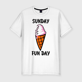 Мужская футболка премиум с принтом Рожок , 92% хлопок, 8% лайкра | приталенный силуэт, круглый вырез ворота, длина до линии бедра, короткий рукав | sunday fun day | воскресенье веселый день