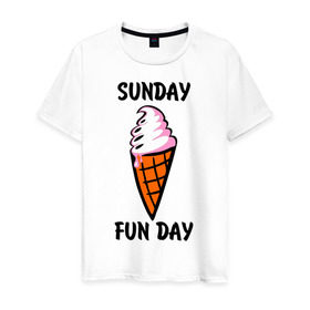 Мужская футболка хлопок с принтом Рожок , 100% хлопок | прямой крой, круглый вырез горловины, длина до линии бедер, слегка спущенное плечо. | sunday fun day | воскресенье веселый день