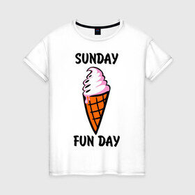 Женская футболка хлопок с принтом Рожок , 100% хлопок | прямой крой, круглый вырез горловины, длина до линии бедер, слегка спущенное плечо | sunday fun day | воскресенье веселый день