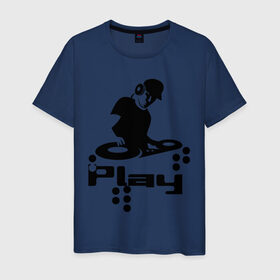 Мужская футболка хлопок с принтом Диджик играй , 100% хлопок | прямой крой, круглый вырез горловины, длина до линии бедер, слегка спущенное плечо. | диджик играй | музыка | наушники | электронная