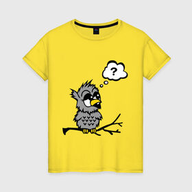Женская футболка хлопок с принтом Птичка сидит на веточке , 100% хлопок | прямой крой, круглый вырез горловины, длина до линии бедер, слегка спущенное плечо | веточка | животные | птичка | сидит