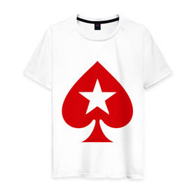 Мужская футболка хлопок с принтом Покер Пики Poker Stars , 100% хлопок | прямой крой, круглый вырез горловины, длина до линии бедер, слегка спущенное плечо. | игры | карты | покер | покер пики poker stars