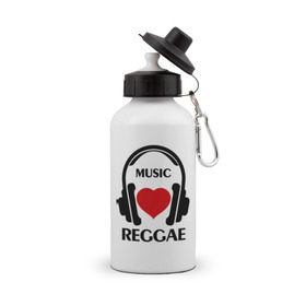 Бутылка спортивная с принтом Любимая музыка - Reggae , металл | емкость — 500 мл, в комплекте две пластиковые крышки и карабин для крепления | reggae | любимая музыка | музыка | наушники | регги | сердечки
