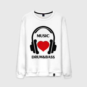 Мужской свитшот хлопок с принтом Любимая музыка - Drum&Bass , 100% хлопок |  | dj | rnb | клубные | любимая музыка | музыка | наушники | сердечко