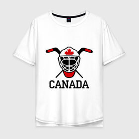 Мужская футболка хлопок Oversize с принтом Canada (Канадский хоккей) , 100% хлопок | свободный крой, круглый ворот, “спинка” длиннее передней части | canada | канадский | клюшка | спорт | хоккей | шайба