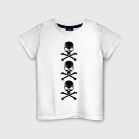 Детская футболка хлопок с принтом Три черепка , 100% хлопок | круглый вырез горловины, полуприлегающий силуэт, длина до линии бедер | Тематика изображения на принте: 