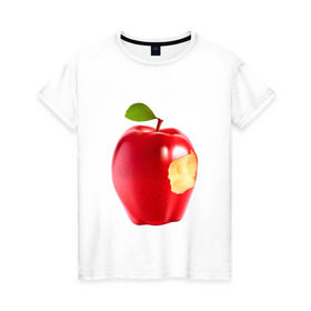 Женская футболка хлопок с принтом В яблочко! , 100% хлопок | прямой крой, круглый вырез горловины, длина до линии бедер, слегка спущенное плечо | Тематика изображения на принте: apple | в яблочко | любовь | яблоко