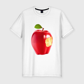 Мужская футболка премиум с принтом В яблочко! , 92% хлопок, 8% лайкра | приталенный силуэт, круглый вырез ворота, длина до линии бедра, короткий рукав | Тематика изображения на принте: apple | в яблочко | любовь | яблоко