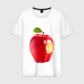 Мужская футболка хлопок с принтом В яблочко! , 100% хлопок | прямой крой, круглый вырез горловины, длина до линии бедер, слегка спущенное плечо. | apple | в яблочко | любовь | яблоко