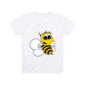 Детская футболка хлопок с принтом Пчёлка , 100% хлопок | круглый вырез горловины, полуприлегающий силуэт, длина до линии бедер | животные | прикольные картинки | пчёлка | шмель