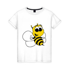Женская футболка хлопок с принтом Пчёлка , 100% хлопок | прямой крой, круглый вырез горловины, длина до линии бедер, слегка спущенное плечо | животные | прикольные картинки | пчёлка | шмель