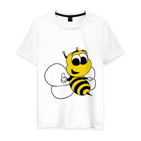 Мужская футболка хлопок с принтом Пчёлка , 100% хлопок | прямой крой, круглый вырез горловины, длина до линии бедер, слегка спущенное плечо. | животные | прикольные картинки | пчёлка | шмель