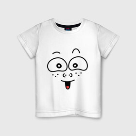 Детская футболка хлопок с принтом Игривая рожица , 100% хлопок | круглый вырез горловины, полуприлегающий силуэт, длина до линии бедер | 