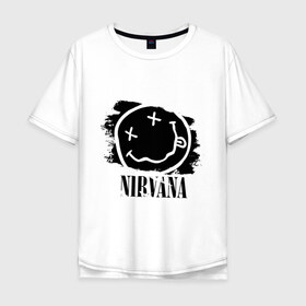 Мужская футболка хлопок Oversize с принтом Смайл NIRVANA , 100% хлопок | свободный крой, круглый ворот, “спинка” длиннее передней части | kurt cobain | nirvana | rock | курт кобейн | нирвана | подарок | рожа | рожица | рок | смайл | смайлик | улыбка