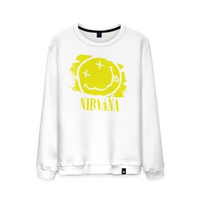 Мужской свитшот хлопок с принтом смайл NIRVANA , 100% хлопок |  | kurt cobain | nirvana | rock | курт кобейн | нирвана | рожица | рок | смайл | смайлик | улыбка