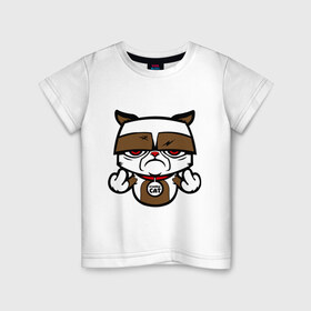 Детская футболка хлопок с принтом Злой кот , 100% хлопок | круглый вырез горловины, полуприлегающий силуэт, длина до линии бедер | животные | злой кот | киса | кот | котик | котофей | мурка