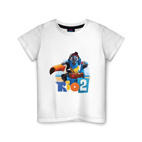 Детская футболка хлопок с принтом Рио 2 , 100% хлопок | круглый вырез горловины, полуприлегающий силуэт, длина до линии бедер | голубчик | жемчужинка | мультик | мультфильм | попугай | рафаэль | рио | рио 2