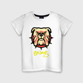 Детская футболка хлопок с принтом Бульдог Swag , 100% хлопок | круглый вырез горловины, полуприлегающий силуэт, длина до линии бедер | swag | бульдог swag | пес | песик | собака