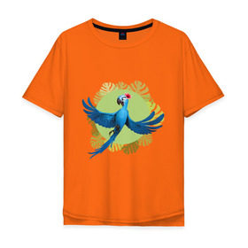 Мужская футболка хлопок Oversize с принтом Жемчужинка , 100% хлопок | свободный крой, круглый ворот, “спинка” длиннее передней части | ара | жемчужинка | мультик | мяльтяшки | птица | рио | рио 2 | синий попугай