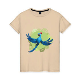 Женская футболка хлопок с принтом Жемчужинка , 100% хлопок | прямой крой, круглый вырез горловины, длина до линии бедер, слегка спущенное плечо | ара | жемчужинка | мультик | мяльтяшки | птица | рио | рио 2 | синий попугай