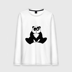 Мужской лонгслив хлопок с принтом Уставшая панда , 100% хлопок |  | Тематика изображения на принте: панда