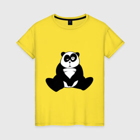 Женская футболка хлопок с принтом Уставшая панда , 100% хлопок | прямой крой, круглый вырез горловины, длина до линии бедер, слегка спущенное плечо | панда