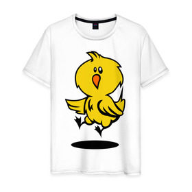 Мужская футболка хлопок с принтом Цыпленок , 100% хлопок | прямой крой, круглый вырез горловины, длина до линии бедер, слегка спущенное плечо. | животные | прикольные картинки | цыпленок