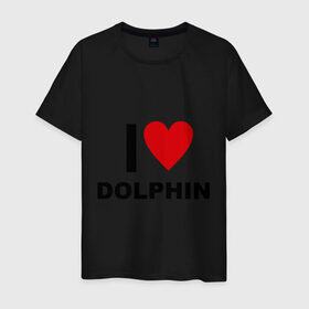 Мужская футболка хлопок с принтом I LOVE DOLPHIN , 100% хлопок | прямой крой, круглый вырез горловины, длина до линии бедер, слегка спущенное плечо. | 