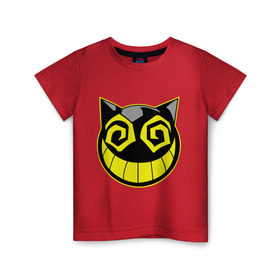 Детская футболка хлопок с принтом Сумасшедший смайл , 100% хлопок | круглый вырез горловины, полуприлегающий силуэт, длина до линии бедер | глаза чеширский кот | кот | котик | мультфильмы | смайл | сумасшедший смайл