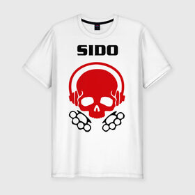 Мужская футболка премиум с принтом Sido , 92% хлопок, 8% лайкра | приталенный силуэт, круглый вырез ворота, длина до линии бедра, короткий рукав | sido | кости | музыка | наушники | черепа