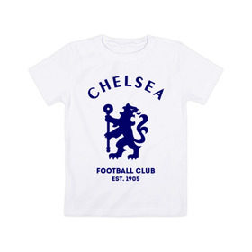 Детская футболка хлопок с принтом Челси Футбольный клуб Chelsea , 100% хлопок | круглый вырез горловины, полуприлегающий силуэт, длина до линии бедер | chelsea | клуб | спорт | футбол | челси футбольный клуб