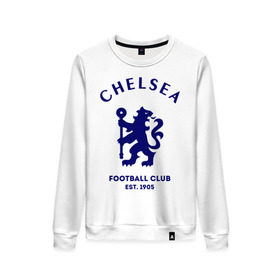 Женский свитшот хлопок с принтом Челси Футбольный клуб Chelsea , 100% хлопок | прямой крой, круглый вырез, на манжетах и по низу широкая трикотажная резинка  | chelsea | клуб | спорт | футбол | челси футбольный клуб