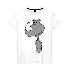 Женская футболка хлопок с принтом Носорожик , 100% хлопок | прямой крой, круглый вырез горловины, длина до линии бедер, слегка спущенное плечо | животные | носорог | носорожик