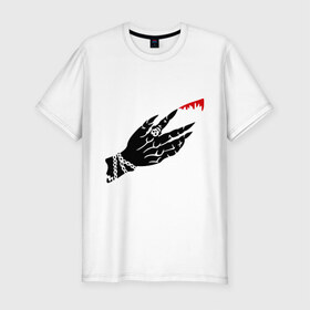 Мужская футболка премиум с принтом Рука вампира , 92% хлопок, 8% лайкра | приталенный силуэт, круглый вырез ворота, длина до линии бедра, короткий рукав | Тематика изображения на принте: вампир | кровь | монстры | рука вампира
